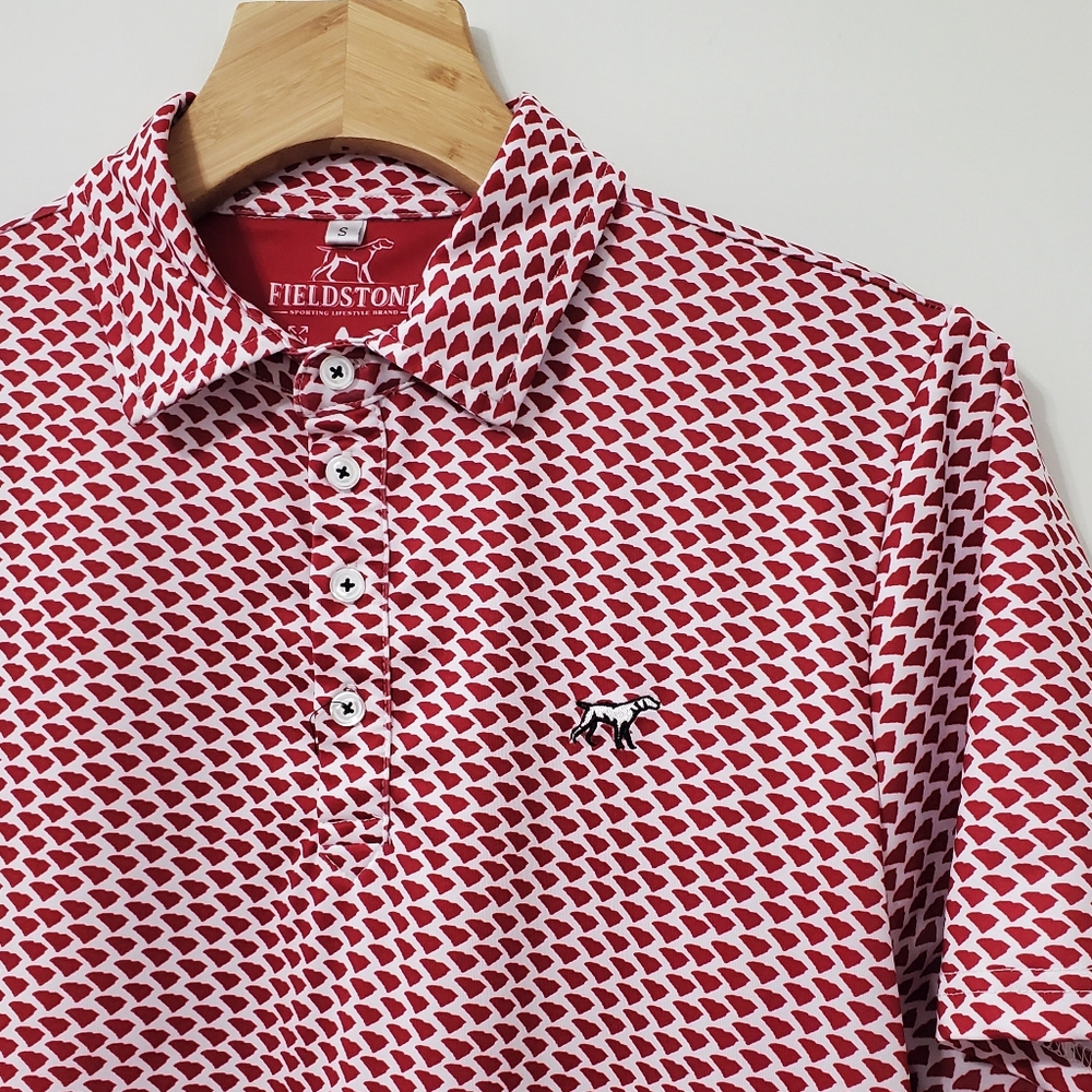 Fieldstone Red Pattern Polo Shirt Small